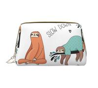 OPSREY Smile Pink Pig Custodia per cosmetici in pelle stampata portatile da viaggio borsa cosmetica borsa da toilette borsa da toilette borsa da viaggio, bradipo marrone., Taglia unica