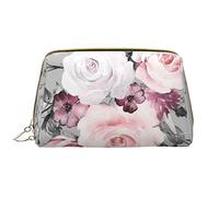 OPSREY Smile Pink Pig Custodia per cosmetici in pelle stampata portatile da viaggio borsa cosmetica borsa da toilette borsa da toilette borsa da viaggio, Pianta Fiori Fiori, Taglia unica