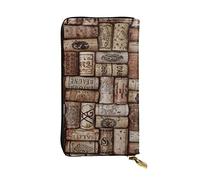 OPSREY Stampa a colori Pattini a rotelle lungo stampato portafoglio in vera pelle portamonete pochette portafoglio zip card Storage Bag, Tappo per vino., Taglia unica