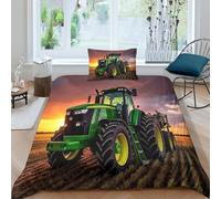 OPSREY Tractors Duvet Cover Per Ragazzi E Ragazze Set Copripiumino Confortevole Traktoren Biancheria Da Letto Lussuoso Bedding Set Colorato Set Di Biancheria Da Letto Single（135x200cm）