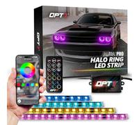 OPT7 Aura Pro Halo Light DRL per Dodge Challenger 08-23, Bluetooth RGB Full Color Spectrum Demon Eye, Angel Eye, facile installazione, App abilitata iOS e Android