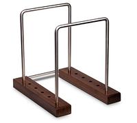 Optage - Mini supporto per album in vinile, 35 pezzi, in noce massiccio e acciaio inox, display ora in riproduzione di LP, moderno, minimale, compatto