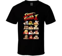 OPTE 11 Street Fighter 2 Characters Cool Video Game Retro T Shirt BlackMedium