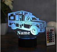 Optechvisual Lampada da tavolo a LED personalizzata, design ambulanza, regalo per infermieri e paramedici, decorazione per auto di salvataggio e luce notturna a LED con nome