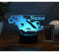 Optechvisual Lampada da tavolo a LED personalizzata Formula 1 - Idea regalo per piloti - Decorazione per casa & Luce notturna con nome