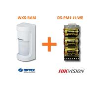 Optex Sensore PIR da esterno Wireless a 180 gradi + Modulo Hikvision DS-PM1-I1-W