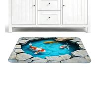 Optical illusionRug Fun Non Slip Fishpond Carpet 3D illusionRug for Use | High Density Polyester Design System, Anti Slip Rubber Backing Structure Feature, Visual 3D illusionEffect Function