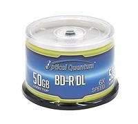 Optical Quantum 50 gb 6 x Blu-Ray double layer Recordable Disc BD-R DL logo top, 50-disc spindle (Mpn: oqbdrdl06lt-50)