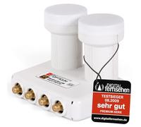 OPTICUM RED LMQP 04H Monoblock Quad LNB 0.1dB - Doppia Testa per 4 Partecipanti e 2 Satelliti con DiseqC Integrato - 3D UHD 4K Ready - Astra Hotbird