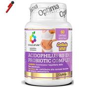 Optima Naturals, Acidophilus Bifido, 60 cps Probiotici con Inulina e Zinco