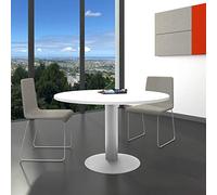 Optima - Tavolo rotondo per riunioni, tavolo da pranzo, tavolo da cucina, bianco, rotondo, Ø 120 cm