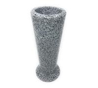 OPTIMUM Vaso da fiori sottile per cimitero, in plastica (granito grigio chiaro) con picchetto in metallo, segnalatore per tombe, decorazioni per tombe, porta fiori per lapide, giardino e cortile