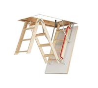 Optistep Scala pieghevole in legno per mansarda e soffitta, dimensioni del telaio: larghezza 70 cm x lunghezza 111 cm altezza fino a 280 cm e portello isolato