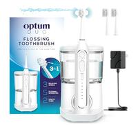 Optum Duo Spazzolino da denti elettrico 2 in 1 con filo interdentale combinato - Spazzolino sonico con vibrazioni 40k e filo interdentale ad alta pressione, 5 modalità di spazzolatura, ideale per