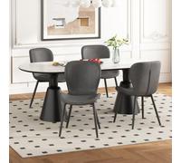 OPULENTHOME 4 sedie moderne per sala da pranzo, comode sedie in pelle PU, gambe verniciate a polvere, piedini regolabili, ideali per soggiorno, sala da pranzo e cucina (grigio)