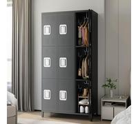 OPULENTHOME Armadio a 9 ante per carichi pesanti, armadietto pubblico con serratura, 18 ganci e 9 scomparti, per stadi e palestre, 90 x 40 x 182 cm, colore: nero