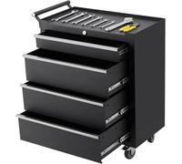 OPULENTHOME Carrello da officina vuoto, carrello degli attrezzi con 4 cassetti, armadietto pieghevole con serratura, in metallo massiccio, carrello senza attrezzi, carrello con serratura per officina