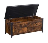 OPULENTHOME Cassapanca con vano portaoggetti, con coperchio, lunghezza 100 cm, con 2 cerniere di sicurezza, portata 136 kg, per corridoio, camera da letto, soggiorno, marrone