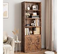 OPULENTHOME Libreria con ante Industriale Libreria con 4 Mensole Aperte, 6 Livelli in Legno per Conservazione con Antiribaltamento per Camera da letto, Soggiorno, Marrone, 60 x 30 x 180 cm