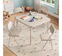 OPULENTHOME Set da tavolo e sedie pieghevoli per bambini, 3 pezzi, tavolo per attività per bambini con 2 sedie imbottite per sala da pranzo, asilo nido, aula