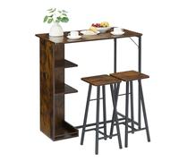 OPULENTHOME Set di 3 tavoli da bar con sgabelli da bar, set da pranzo con 2 sedie, 3 ripiani, per casa, cucina, soggiorno, sala da pranzo (retrò