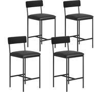 OPULENTHOME Set di 4 sgabelli da bar con schienale, sedie da cucina, in poliuretano, imbottite, per sala da pranzo, bar, isola della cucina, altezza 95 cm, montaggio semplice, nero