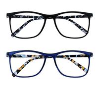 OPULIZE Arc 2 Pacco Grande Occhiali Da Lettura Nero Blu Fantasia Uomo Donna RR66-13 +3,50