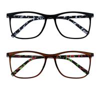 OPULIZE Arc 2 Pacco Grande Occhiali Da Lettura Nero Marrone Fantasia Uomo Donna RR66-12 +1,50