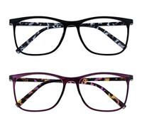 OPULIZE Arc 2 Pacco Grande Occhiali Da Lettura Nero Porpora Fantasia Uomo Donna RR66-15 +1,50