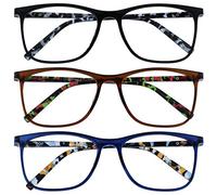 OPULIZE Arc 3 Pacco Grande Occhiali Da Lettura Nero Marrone Blu Fantasia Uomo Donna RRR66-123 +2,00
