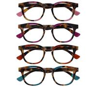 OPULIZE Ava 4 Pacco Donna Signora Marrone Rosa Porpora Rosso Turquoise Vestibilità Comoda Occhiali Da Lettura Cerniere Molla RRRR62-45ZQ +1,00