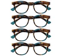 OPULIZE Ava 4 Pacco Donna Signora Marrone Tartaruga Turquoise Super Vestibilità Comoda Occhiali Da Lettura Cerniere Molla RRRR62-Q +1,00