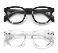 OPULIZE AWE Occhiali filtro luce blu per uomo e donna - Confezione da 6 - Forma rotonda retrò - Occhiali per computer e gioco antiriflesso, Confezione da 2 nero/trasparente, 15-140 mm