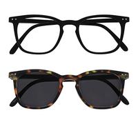 OPULIZE Bex Pacco Doppio Uomo Occhiali Da Lettura Con Lettore Sole Grande Nero Opaco Marrone RS64-12 +3,50