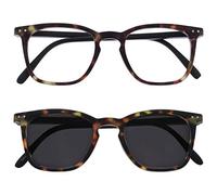 OPULIZE Bex Pacco Doppio Uomo Occhiali Da Lettura Con Lettore Sole Grande Tartaruga Marrone Opaco RS64-2 +3,00