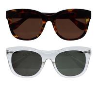 OPULIZE BIG Occhiali da sole donna e uomo - Lenti polarizzate con protezione UV400 - Antiriflesso e Antibagliore - Lenti Marroni/Verdi - Confezione da 2 - Oversize e Rotondo - Marrone/Chiaro