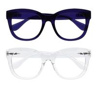 OPULIZE BIG Occhiali luce blu donna e uomo - Occhiali da lettura Antiriflesso e Antibagliore - Confezione da 2 - Occhiali per computer - Protezione UV - Oversize e Rotondo - Indigo Chiaro