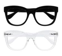 OPULIZE BIG Occhiali luce blu donna e uomo - Occhiali da lettura Antiriflesso e Antibagliore - Confezione da 2 - Occhiali per computer - Protezione UV - Oversize e Rotondo - Nero Chiaro