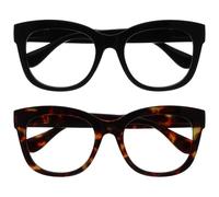OPULIZE BIG Occhiali luce blu donna e uomo - Occhiali da lettura Antiriflesso e Antibagliore - Confezione da 2 - Occhiali per computer - Protezione UV - Oversize e Rotondo - Nero Marrone - +1.00