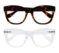 OPULIZE BIG Occhiali luce blu donna e uomo - Occhiali da lettura Antiriflesso e Antibagliore - Confezione da 2 - Occhiali per computer - Protezione UV - Oversize e Rotondo - Marrone Chiaro - +1.50