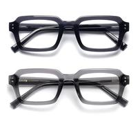 OPULIZE EDG Blue Light Blocking Glasses for Women Men, Anti-reflective Anti-Glare Computer & Gaming Lenses, Vintage Rectangular Frame, UV & Eyestrain Protection, Black Grey (Pack of 2)