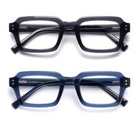 OPULIZE EDG Occhiali da lettura uomo e donna, Anti Luce Blu con Lenti Antiriflesso Antibagliore, Protezione UV, Rettangolare, Cerniere a Molla, Confezione da 2 Nero Blu +1,00
