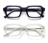 OPULIZE EDG Occhiali da lettura uomo e donna, Anti Luce Blu con Lenti Antiriflesso Antibagliore, Protezione UV, Rettangolare, Cerniere a Molla, Confezione da 2 Nero Chiaro +2,00