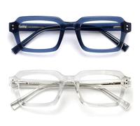 OPULIZE EDG Occhiali da lettura uomo e donna, Anti Luce Blu con Lenti Antiriflesso Antibagliore, Protezione UV, Rettangolare, Cerniere a Molla, Confezione da 2 Blu Chiaro +1,00