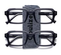 OPULIZE EDG Occhiali luce blu uomo e donna, Lenti Antiriflesso Antibagliore, Protezione UV, Rettangolare, Cerniere a Molla, Confezione da 2 Nero