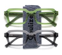 OPULIZE EDG Occhiali luce blu uomo e donna, Lenti Antiriflesso Antibagliore, Protezione UV, Rettangolare, Cerniere a Molla, Confezione da 2 Verde Grigio