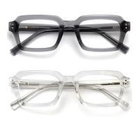 OPULIZE EDG Reading Blue Light Blocking Glasses for Women Men,Anti-reflective Anti-Glare Computer & Gaming Lenses,Vintage Rectangular Frame,UV & Eyestrain Protection,Grey Clear +2.00 (Pack of 2)