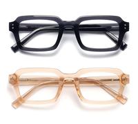 OPULIZE EDG Reading Blue Light Blocking Glasses for Women Men,Anti-reflective Anti-Glare Computer & Gaming Lenses,Vintage Rectangular Frame,UV & Eyestrain Protection,Black Pink +3.50 (Pack of 2)