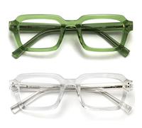 OPULIZE EDG Reading Blue Light Blocking Glasses for Women Men,Anti-reflective Anti-Glare Computer & Gaming Lenses,Vintage Rectangular Frame,UV & Eyestrain Protection,Green Clear +3.00 (Pack of 2)