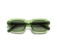 OPULIZE EDG Sunglasses for Men & Women - Vintage Rectangular Transparent Frame with Spring Hinges - Trendy Retro Sunglasses with UV400 Protection Lenses - Transparent Green with Green Gradient Lenses